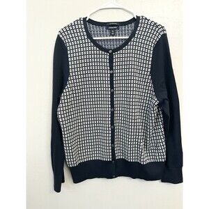 LANDS' END Supima Cotton Cardigan Sweater Long Sleeve Blue Preppy Size XL 18